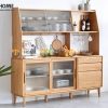 Tủ chén gỗ sồi tự nhiên 2 tầng 4 cánh lùa 2 hộc kéo TC2T-13SN