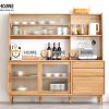Tủ chén gỗ sồi tự nhiên 2 tầng 4 cánh lùa 2 hộc kéo TC2T-13SN