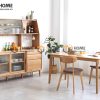 Tủ chén gỗ sồi tự nhiên 2 tầng 4 cánh lùa 2 hộc kéo TC2T-13SN
