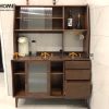 Tủ chén gỗ sồi tự nhiên 2 tầng 4 cánh lùa 2 hộc kéo TC2T-14SN
