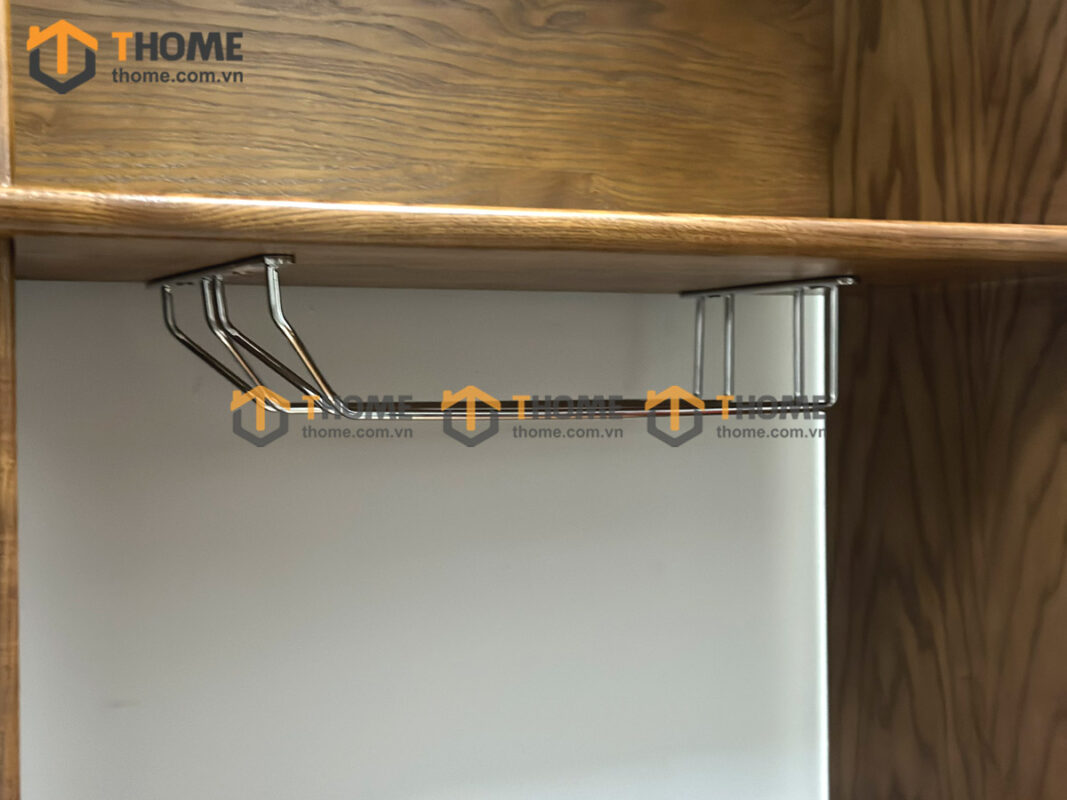 Tủ Chén Gỗ Sồi Tự Nhiên 2 Tầng 4 Cánh Lùa 2 Hộc Kéo TC2T-14SN