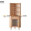 Tủ chén gỗ sồi tự nhiên 2 tầng góc 1 cánh 1 hộc kéo TC2T-07SN