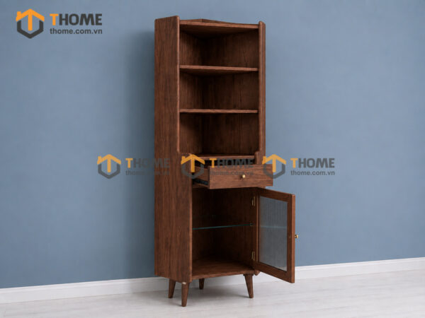 Tủ Chén Gỗ Sồi Tự Nhiên 2 Tầng Góc 1 Cánh 1 Hộc Kéo TC2T-07SN