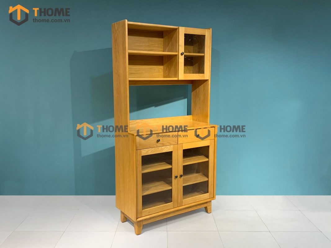 Tủ chén gỗ sồi tự nhiên 2 tầng Momo TC2T-01SN