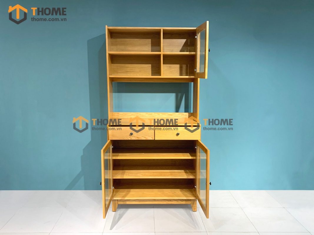 Tủ chén gỗ sồi tự nhiên 2 tầng Momo TC2T-01SN