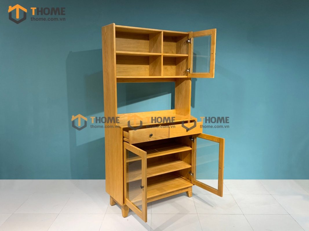 Tủ chén gỗ sồi tự nhiên 2 tầng Momo TC2T-01SN
