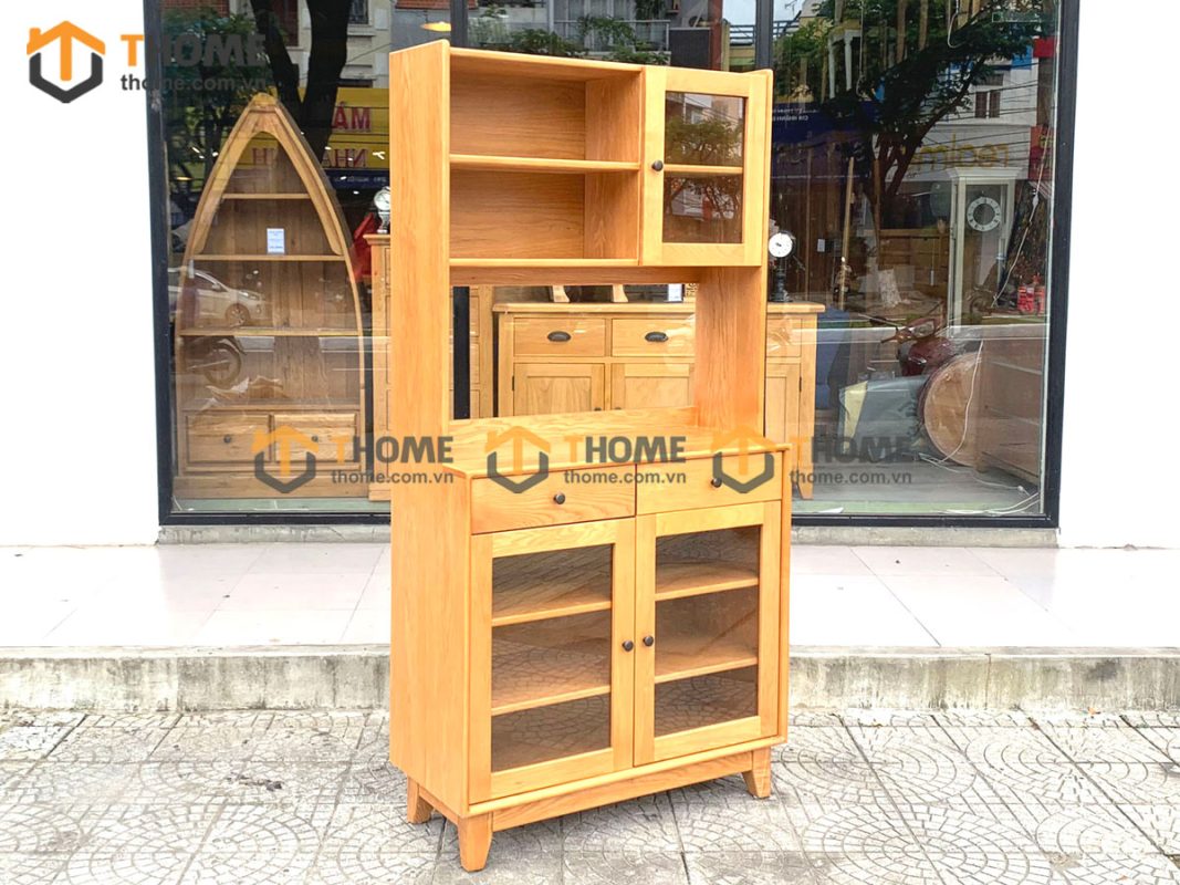 Tủ chén gỗ sồi tự nhiên 2 tầng Momo TC2T-01SN