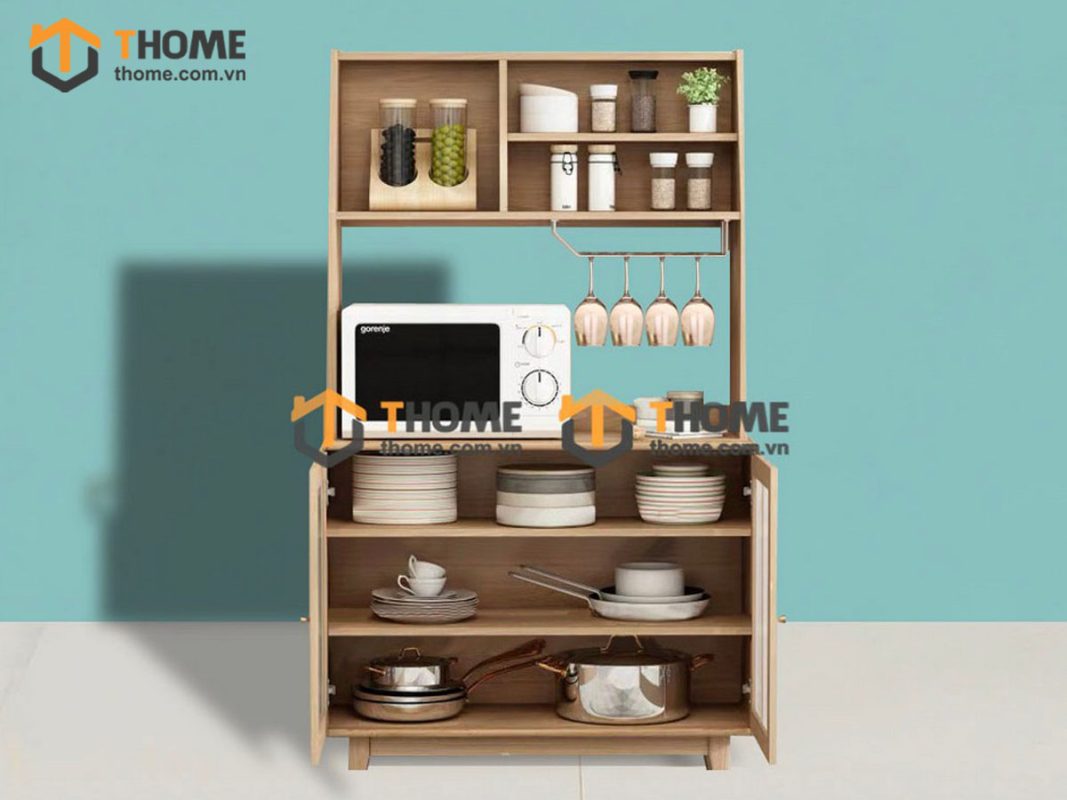 Tủ chén gỗ sồi tự nhiên 2 tầng Momo TC2T-01SN