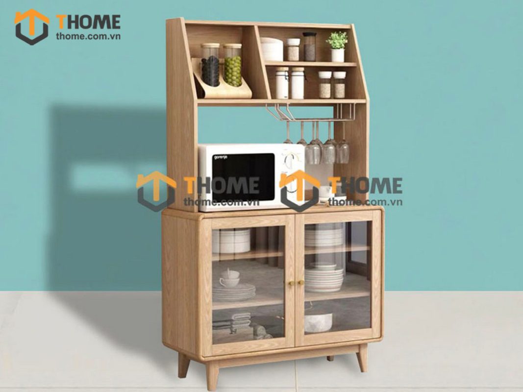 Tủ chén gỗ sồi tự nhiên 2 tầng Momo TC2T-01SN