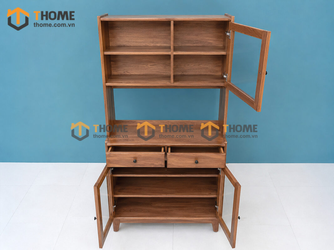 Tủ Chén Gỗ Sồi Tự Nhiên 2 Tầng Momo TC2T-01SN