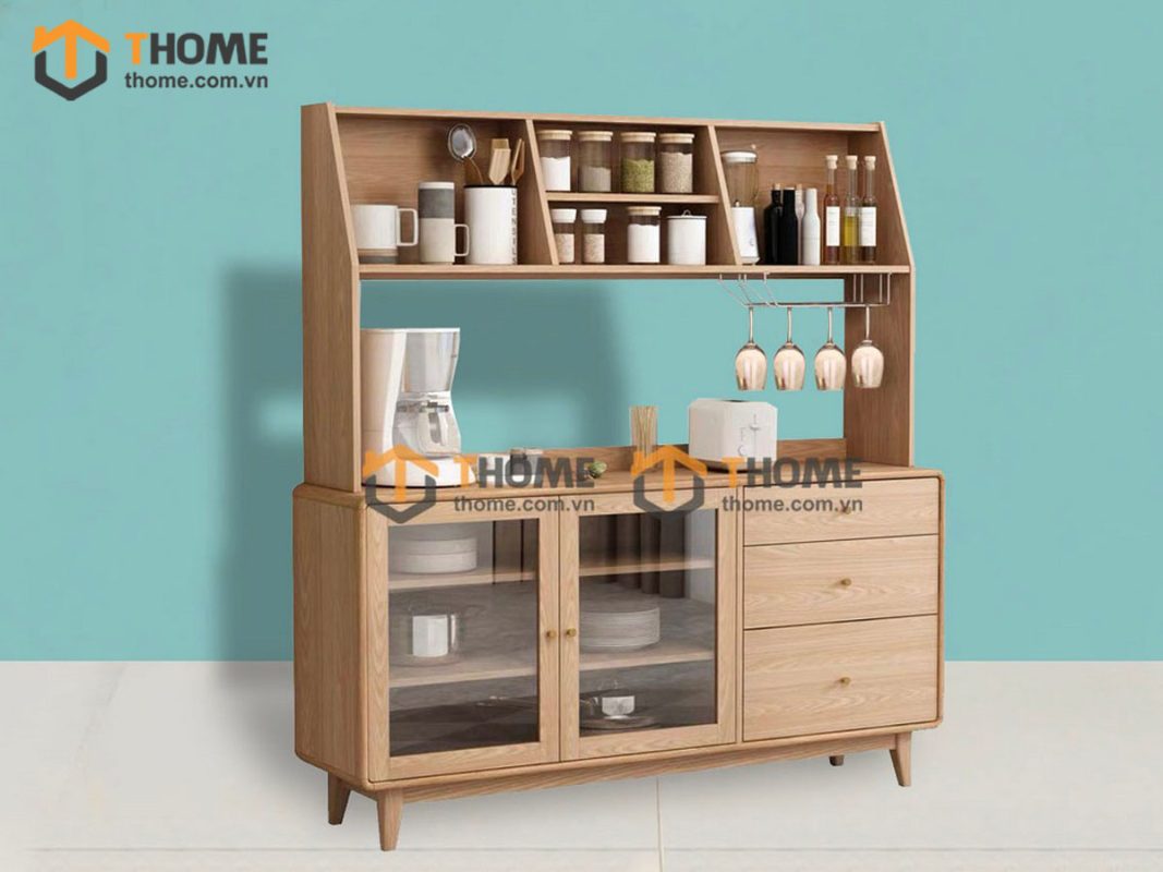 Tủ chén gỗ sồi tự nhiên 2 tầng Nova TC2T-10SN
