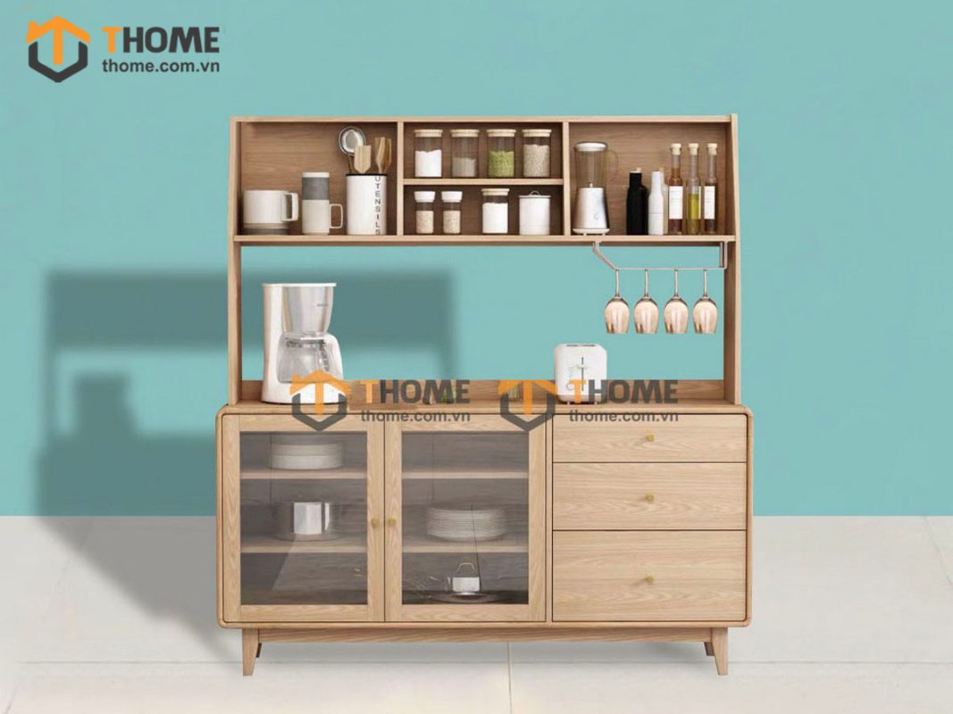 Tủ chén gỗ sồi tự nhiên 2 tầng Nova TC2T-10SN