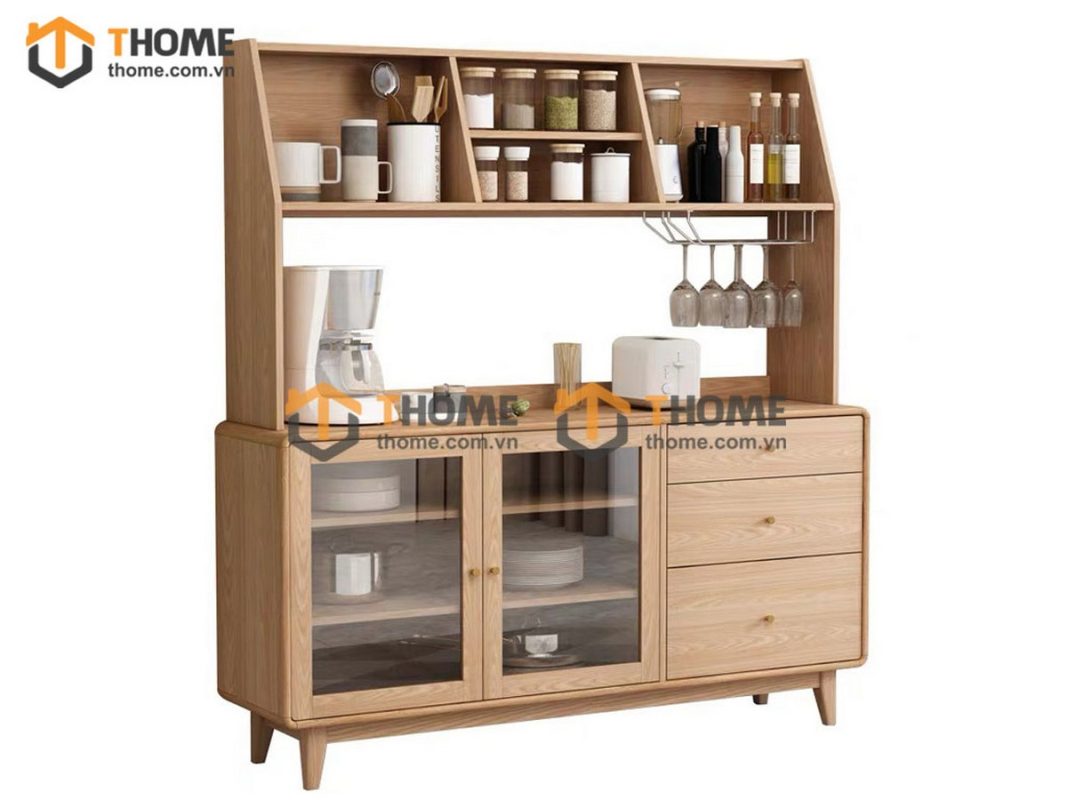 Tủ chén gỗ sồi tự nhiên 2 tầng Nova TC2T-10SN