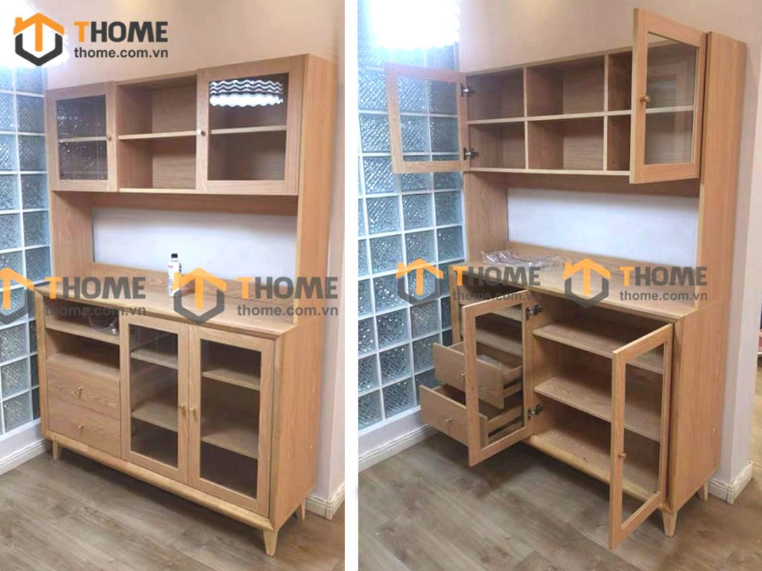 Tủ chén gỗ sồi tự nhiên 2 tầng Nova TC2T-10SN