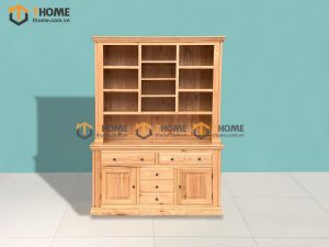 Tủ chén gỗ sồi tự nhiên 2 tầng 2 cánh 2 cánh 5 hộc kéo Tuscany TC2T-01SM