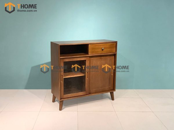 Tủ chén gỗ sồi tự nhiên 2 cánh 2 hộc kéo Mango màu óc chó TC1T-07SN