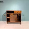 Tủ chén gỗ sồi tự nhiên 2 cánh 2 hộc kéo Mango màu óc chó TC1T-07SN
