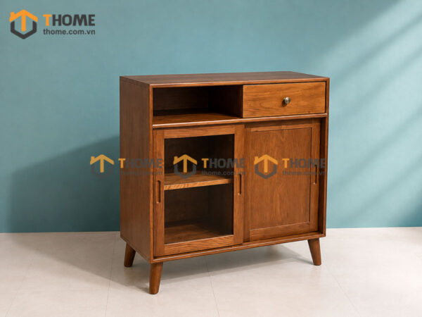 Tủ Chén Gỗ Sồi Tự Nhiên 2 Cánh 2 Hộc Kéo Mango Màu Óc Chó TC1T-07SN