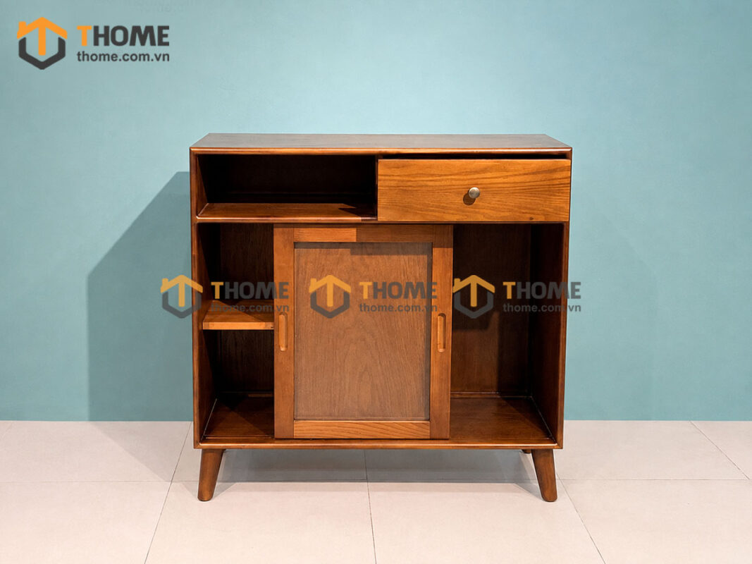 Tủ Chén Gỗ Sồi Tự Nhiên 2 Cánh 2 Hộc Kéo Mango Màu Óc Chó TC1T-07SN