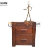 Tủ đầu giường gỗ sồi tự nhiên 2 hộc kéo Cuba màu óc chó TDG-10SM