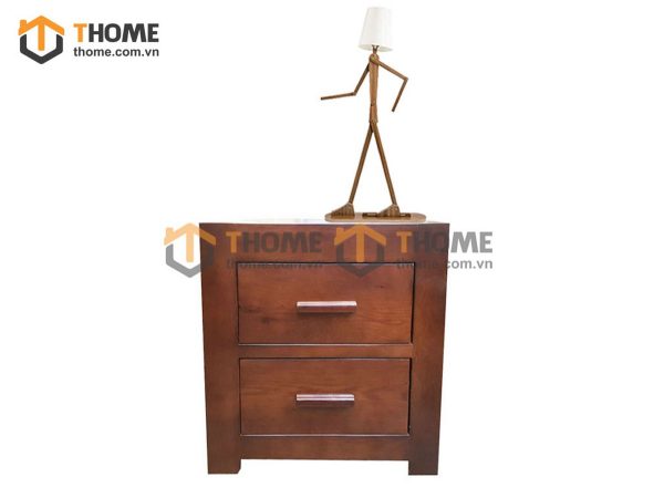 Tủ đầu giường gỗ sồi tự nhiên 2 hộc kéo Cuba màu óc chó TDG-10SM