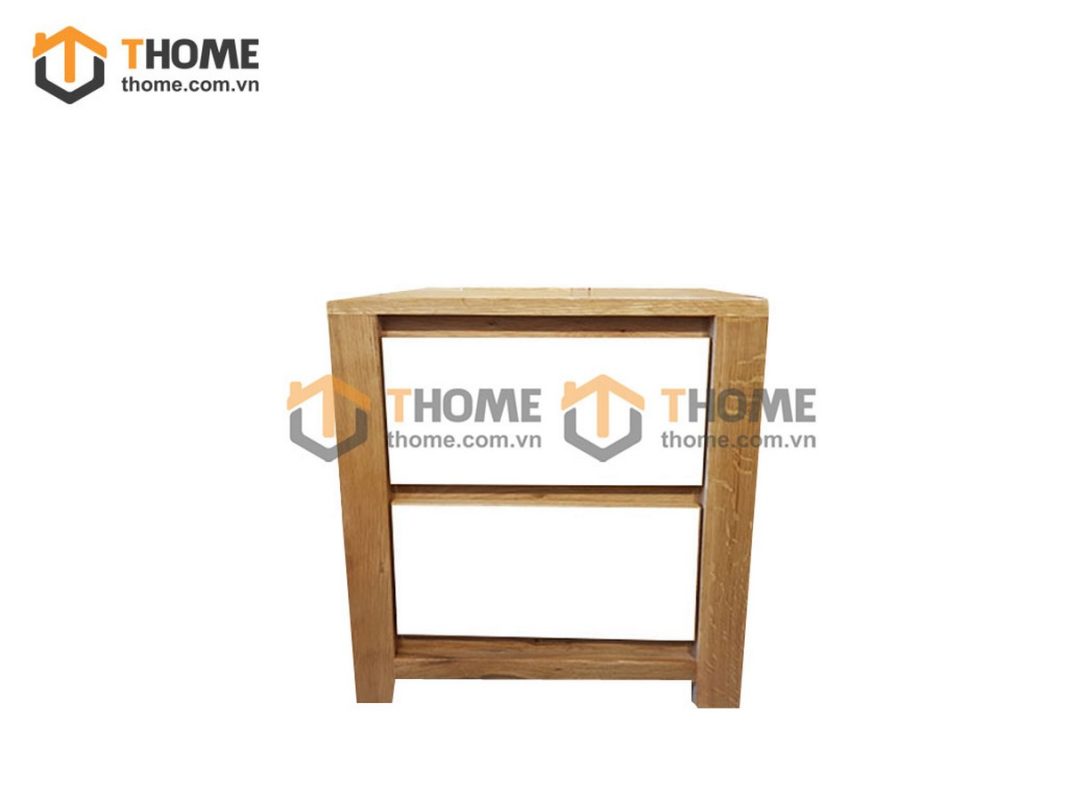 Tủ đầu giường gỗ sồi tự nhiên 2 hộc kéo Lakada màu trắng TDG-04SM