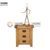 Tủ đầu giường gỗ sồi tự nhiên 3 hộc kéo Harris nóc 2cm TDG-02SM