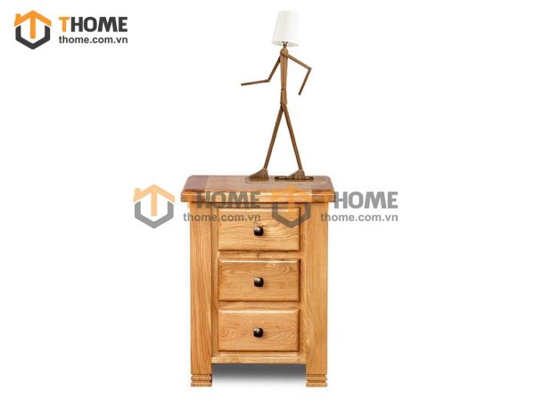 Tủ đầu giường gỗ sồi tự nhiên 3 hộc kéo Woodstock màu tự nhiên TDG-12SM