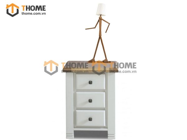 Tủ đầu giường gỗ sồi tự nhiên 3 hộc kéo Woodstock màu trắng TDG-13SM