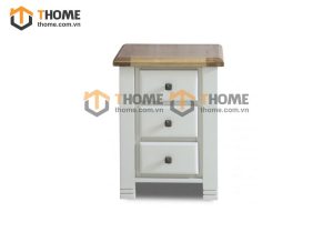 Tủ đầu giường gỗ sồi tự nhiên 3 hộc kéo Woodstock màu trắng TDG-13SM