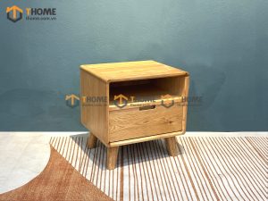 Tủ đầu giường gỗ sồi tự nhiên Cuba 1 hộc kéo màu tự nhiên TDG-09SN