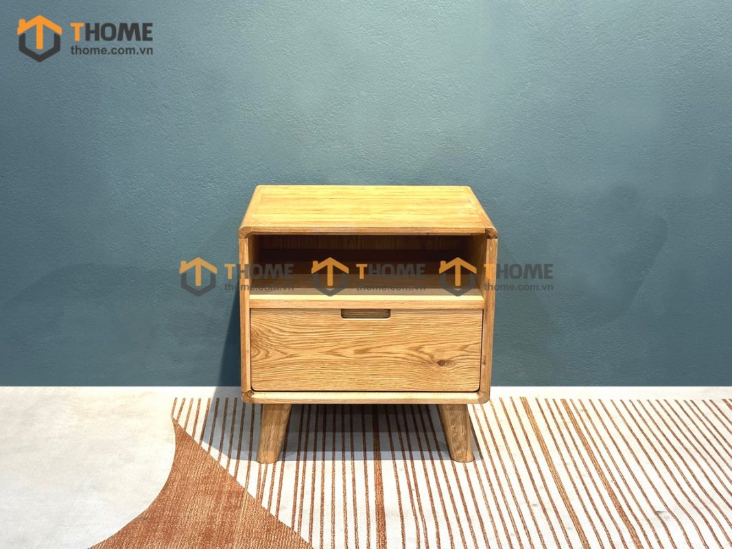 Tủ đầu giường gỗ sồi tự nhiên Cuba 1 hộc kéo màu tự nhiên TDG-09SN