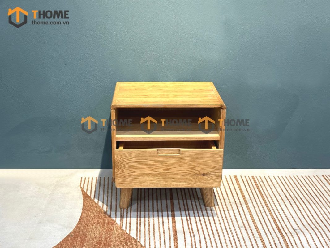 Tủ đầu giường gỗ sồi tự nhiên Cuba 1 hộc kéo màu tự nhiên TDG-09SN
