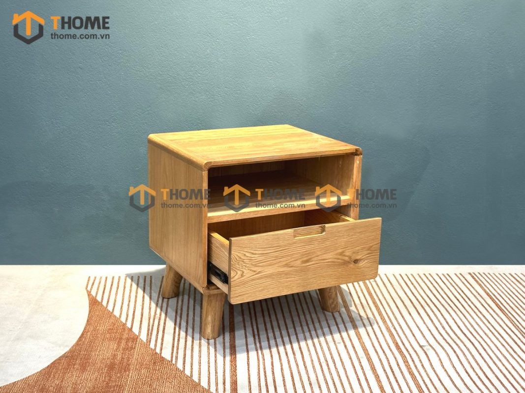 Tủ đầu giường gỗ sồi tự nhiên Cuba 1 hộc kéo màu tự nhiên TDG-09SN