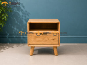 Tủ Đầu Giường Gỗ Sồi Tự Nhiên Cuba 1 Hộc Kéo Màu Tự Nhiên TDG-09SN