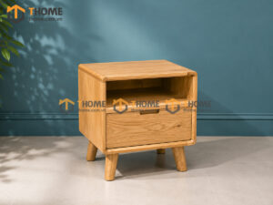 Tủ Đầu Giường Gỗ Sồi Tự Nhiên Cuba 1 Hộc Kéo Màu Tự Nhiên TDG-09SN