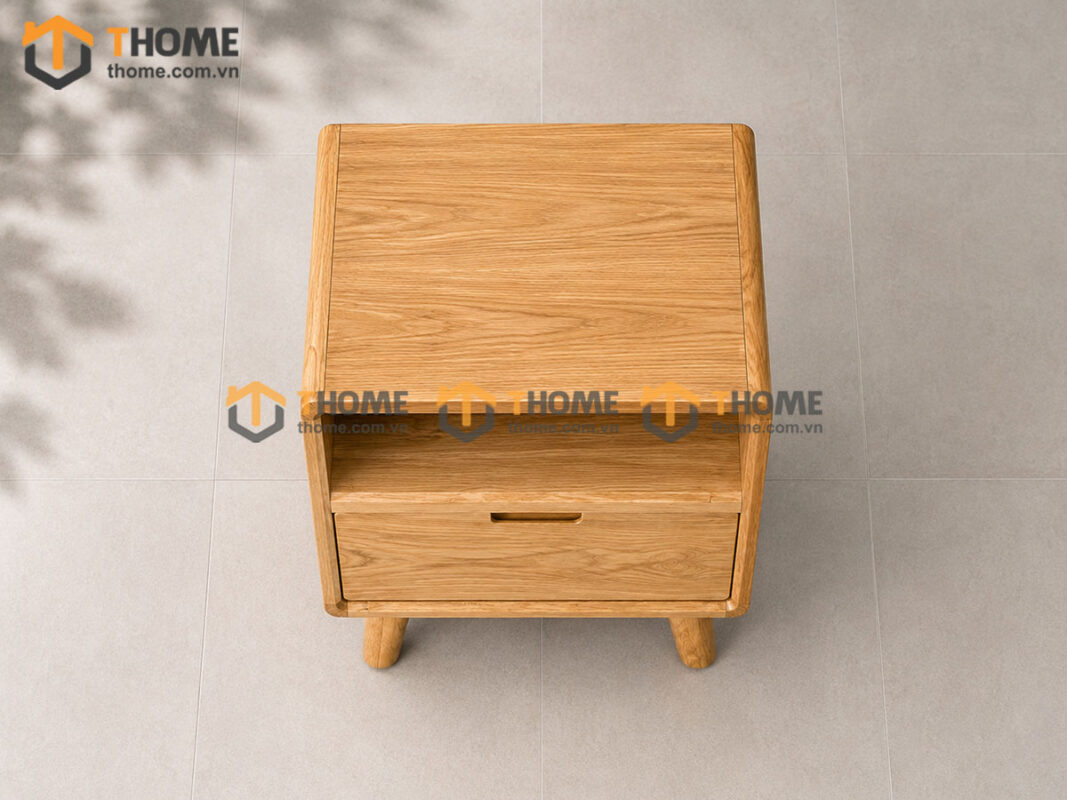 Tủ Đầu Giường Gỗ Sồi Tự Nhiên Cuba 1 Hộc Kéo Màu Tự Nhiên TDG-09SN