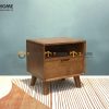 Tủ đầu giường gỗ sồi tự nhiên Cuba 1 hộc kéo màu óc chó TDG-10SN