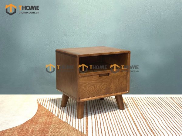 Tủ đầu giường gỗ sồi tự nhiên Cuba 1 hộc kéo màu óc chó TDG-10SN