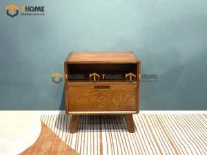 Tủ đầu giường gỗ sồi tự nhiên Cuba 1 hộc kéo màu óc chó TDG-10SN