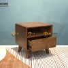 Tủ đầu giường gỗ sồi tự nhiên Cuba 1 hộc kéo màu óc chó TDG-10SN