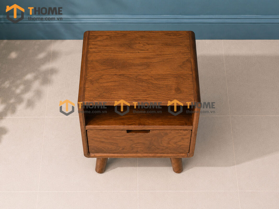 Tủ Đầu Giường Gỗ Sồi Tự Nhiên Cuba 1 Hộc Kéo Màu Óc Chó TDG-10SN