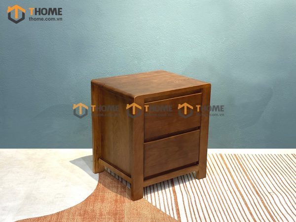 Tủ đầu giường gỗ sồi tự nhiên Lakada 2 hộc kéo màu óc chó TDG-11SN