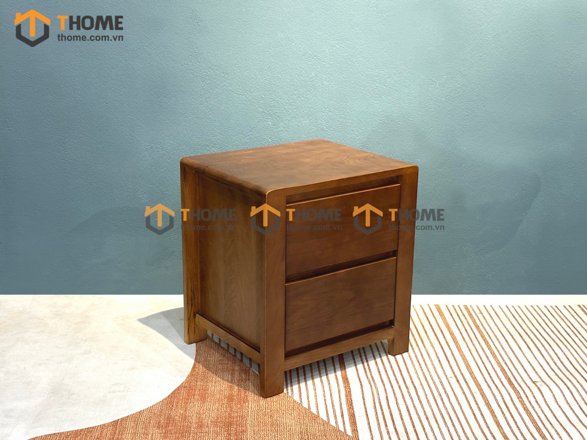 Tủ đầu giường gỗ sồi tự nhiên Lakada 2 hộc kéo màu óc chó TDG-11SN