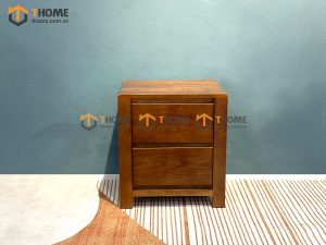 Tủ đầu giường gỗ sồi tự nhiên Lakada 2 hộc kéo màu óc chó TDG-11SN