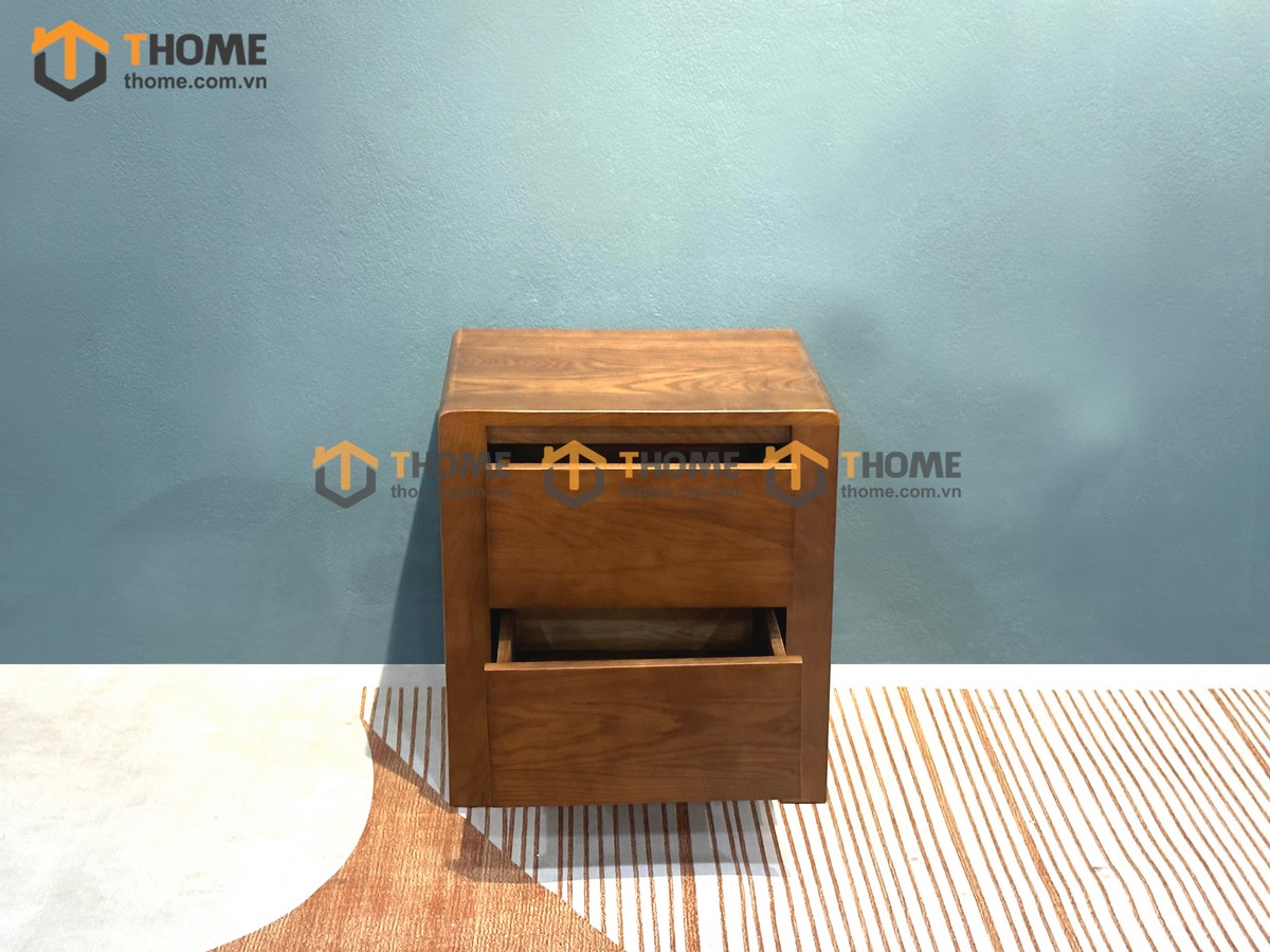 Tủ đầu giường gỗ sồi tự nhiên Lakada 2 hộc kéo màu óc chó TDG-11SN