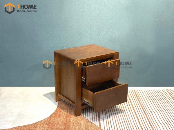 Tủ đầu giường gỗ sồi tự nhiên Lakada 2 hộc kéo màu óc chó TDG-11SN