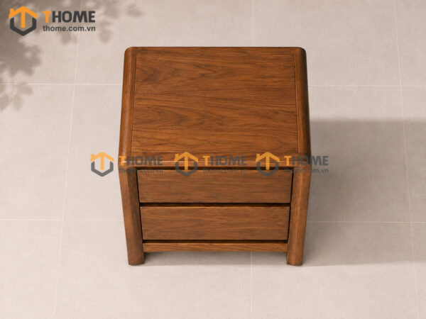 Tủ Đầu Giường Gỗ Sồi Tự Nhiên Lakada 2 Hộc Kéo Màu Óc Chó TDG-11SN