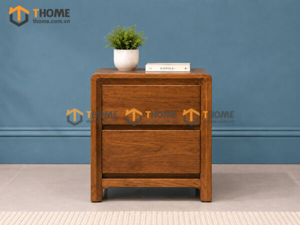 Tủ Đầu Giường Gỗ Sồi Tự Nhiên Lakada 2 Hộc Kéo Màu Óc Chó TDG-11SN