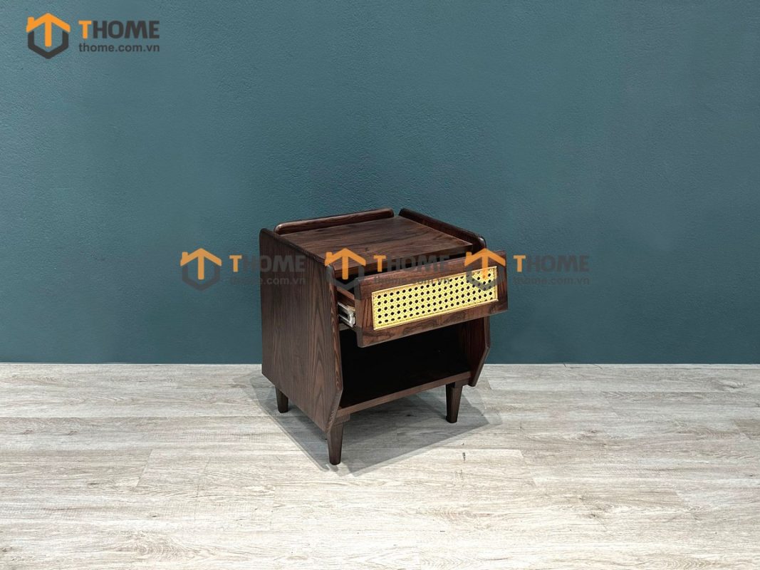 Tủ đầu giường gỗ sồi tự nhiên mây 1 hộc kéo TDG-08SN